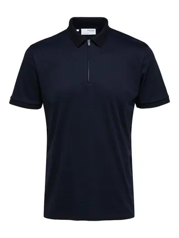 SELECTED SLHFAVE ZIP SS POLO B Blå