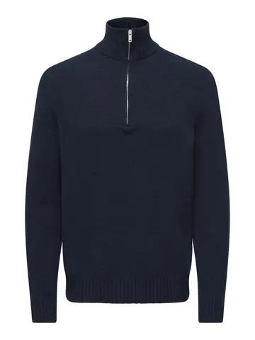 Only & Sons ONSJAMES RLX  1/2 ZIP KNIT Blå