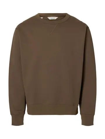 SELECTED SLHRELAXLUKE LS SWEAT CREW NECK Brun