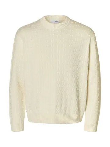 SELECTED SLHPHILIP LS KNIT RELAXED CREW NECK Hvid