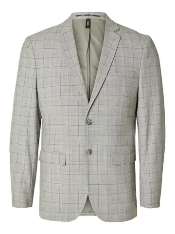 SELECTED SLHSLIM-LIAM LT GREY CHK BLZ FLEX B Grå
