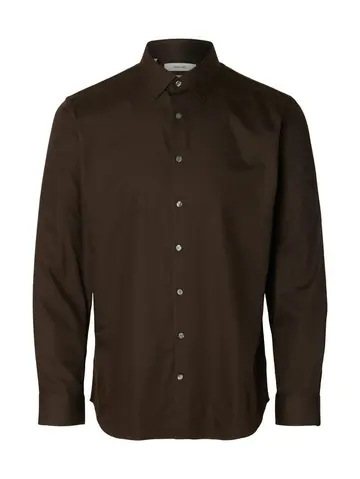 SELECTED SLHSLIM-PERFORMANCE SHIRT LS NOOS Brun