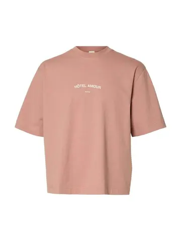 SELECTED SLHBOXYLIAM SS O-NECK TEE HOTEL AMO Lysrød