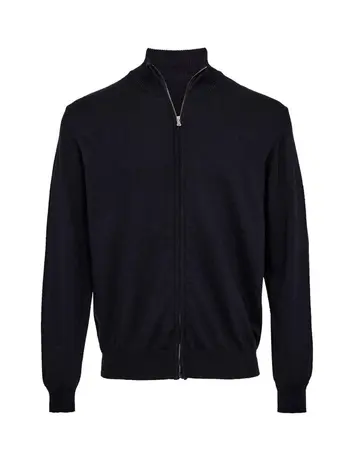 Garant Signatur Zip cardigan merino knit modern fit Mørk navy