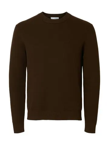 SELECTED SLHDANE LS KNIT STRUCTURE CREW NECK Brun
