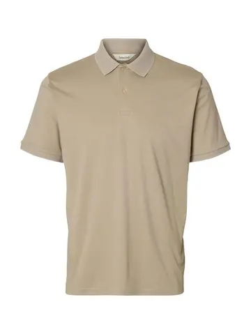 SELECTED SLHFAVE BUTTON SS POLO NOOS beige
