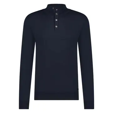 Born With Appetite GUS BUTTONED POLO MERINO Navy