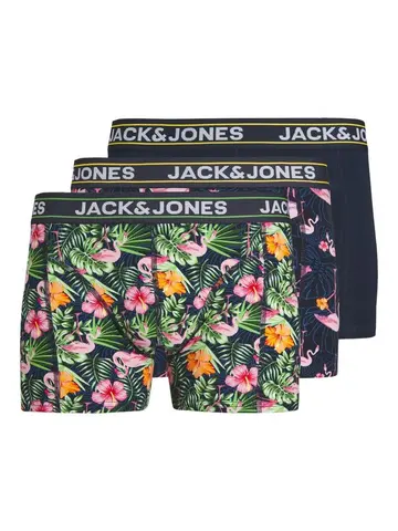 Jack & Jones JACPINK FLAMINGO TRUNKS 3 PACK SN Blå
