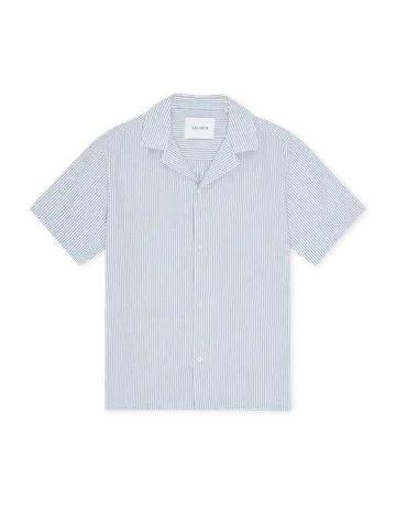 Les Deux Lukas Stripe Cotton Linen SS Shirt 