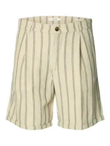 SELECTED SLHREGULAR-RON LINEN BLEND SHORTS Hvid