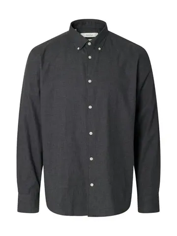 SELECTED SLMCOLE-JAY REG MELANGE LS SHIRT NO Grå