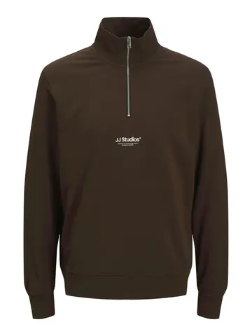 Jack & Jones JJESOHO SWEAT QUARTER ZIP HN NOOS Brun