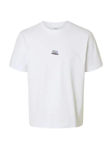 SELECTED SLHPETE LICENSE SS O-NECK TEE Hvid