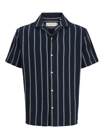 Jack & Jones JORCOBA STRIPE RESORT SHIRT SS SN Blå