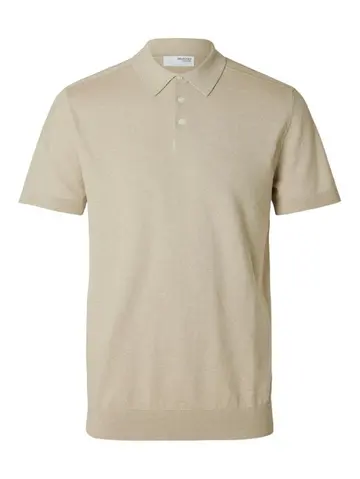 SELECTED SLHBERG SS KNIT POLO NOOS Grå