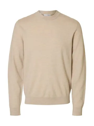 SELECTED SLHTRAY MERINO BRUSHED RELAXED CREW Grå