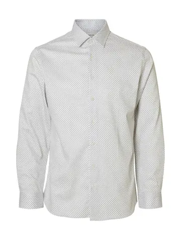 SELECTED SLHSLIM-PERFORMANCE SHIRT LS AOP NO Hvid