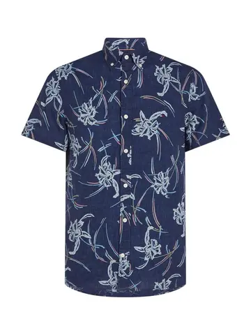 Tommy Hilfiger LI TROPICAL PRT SF SHIRT S/S Blå