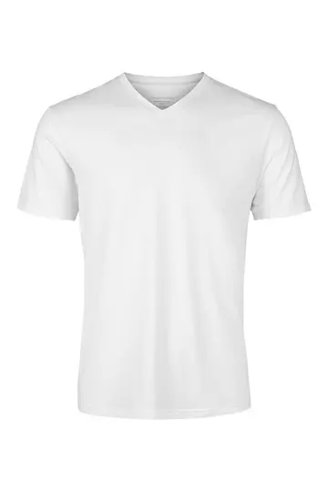 PANOS EMPORIO BAMBOO/COTTON TEE V-NECK Hvid