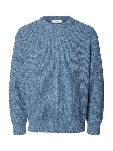 SELECTED SLHTILUM LS KNIT RELAXED CREW NECK Blå