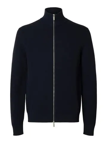 SELECTED SLHDANE LS KNIT STRUCTURE FULL ZIP Blå