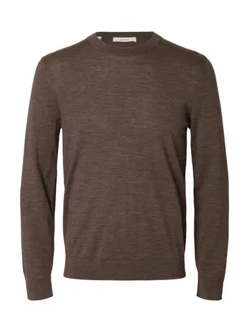 SELECTED SLHTRAY LS KNIT MERINO CREW NECK NO Brun