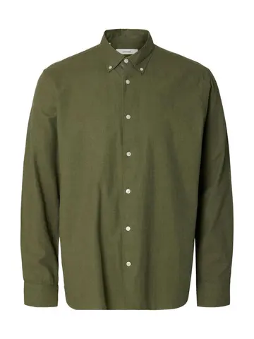 SELECTED SLMCOLE-JAY REG MELANGE LS SHIRT NO Grå