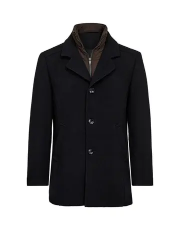 Black Blue Mens wool jacket regular fit 