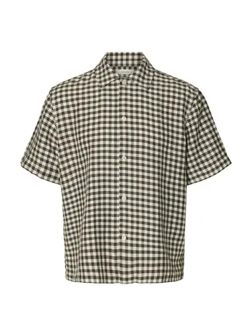SELECTED SLHRLXFINLEY CHECK SS SHIRT Brun