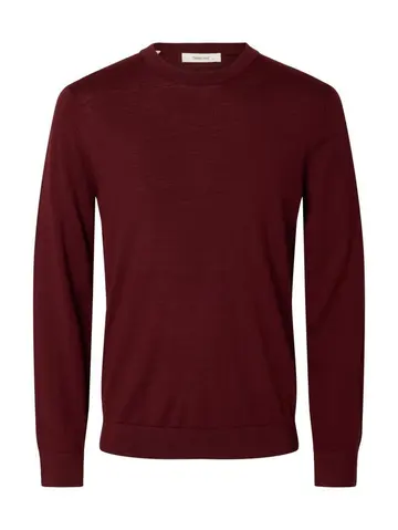 SELECTED SLHTRAY LS KNIT MERINO CREW NECK NO Rød