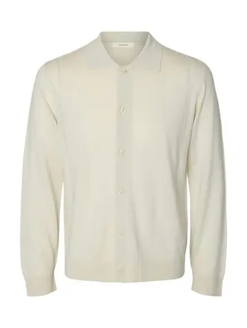 SELECTED SLMTRAY LS MERINO STRUC POLO CARDIG 