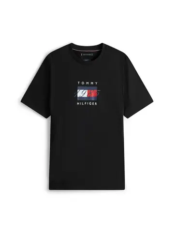 Tommy Hilfiger LINEAR FLAG GRAPHIC TEE Sort