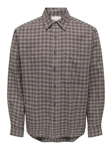 Only & Sons ONSGUDMUND LOOSE LS CHECKED SHIRT Brun