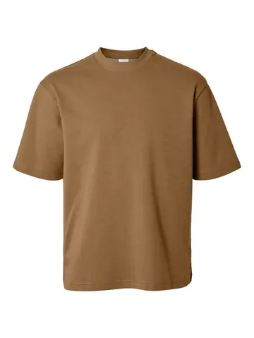 SELECTED SLHLOOSEOSCAR SS O-NECK TEE NOOS Brun