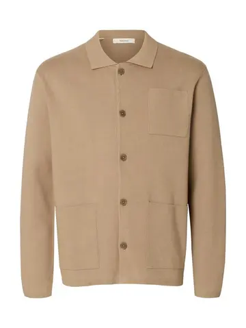 SELECTED SLHMIKE LIGHT LS KNIT RELAXED POLO Brun