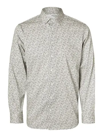 SELECTED SLHSLIMPERFORMANCE AOP SHIRT LS Hvid