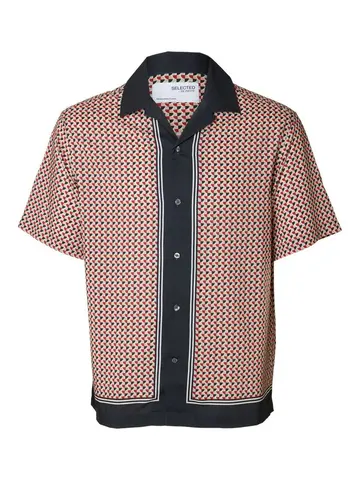 SELECTED SLHRELAX-BANDANA SHIRT SS RESORT Grå