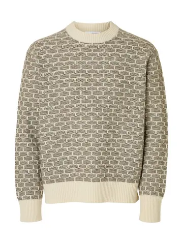 SELECTED SLHKEITH LS KNIT RELAXED CREW NECK Hvid
