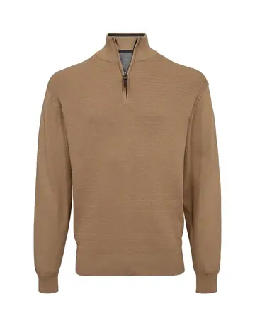 Thomas Regency Reg fit structure half zip lysbrun