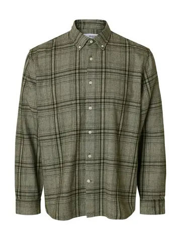 SELECTED SLHREGNOAH MIX BDWN LS SHIRT CAMP Grøn