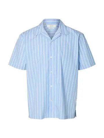 SELECTED SLHRLXHOLGER MIX SS SHIRT Blå
