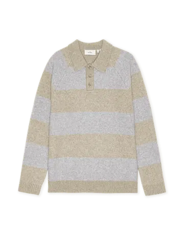 Les Deux Striped Melange Knitted Polo 