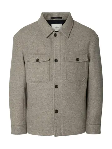 SELECTED SLHMITCH WOOL BLEND SHACKET NOOS Brun