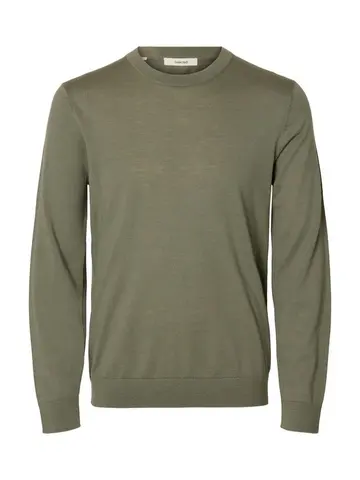 SELECTED SLHTRAY LS KNIT MERINO CREW NECK NO Grå