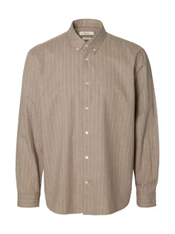 SELECTED SLMCOLE-JAY REG MELANGE LS SHIRT NO Brun