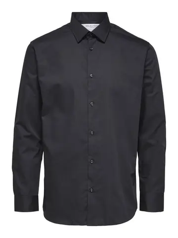SELECTED SLHSLIMETHAN SHIRT LS CLASSIC B NOO Sort
