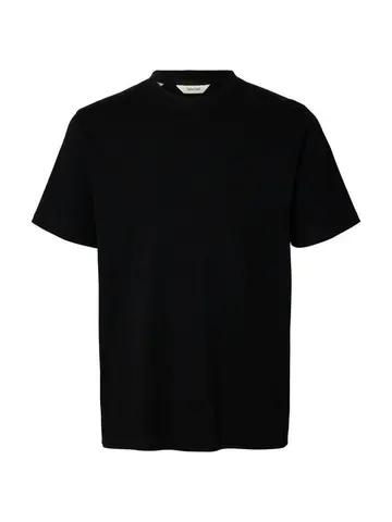 SELECTED SLMSPENCER RIB SS O-NECK TEE NOOS Sort