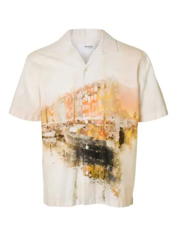 SELECTED SLHRLXCARL AOP SS SHIRT Orange