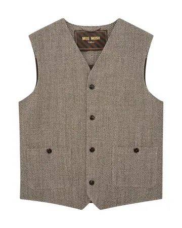 Mos Mosh MMGConor Tweed Waistcoat Brun