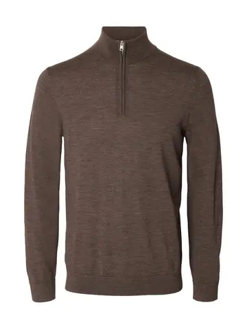 SELECTED SLHTRAY LS KNIT MERINO HALF ZIP NOO 